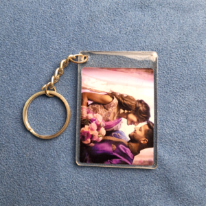 Customisable acrylic photo keychain personalised with customer photo