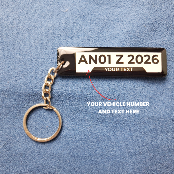 Custom Number Plate Keychain – Personalised Acrylic Keyring (Both Side)