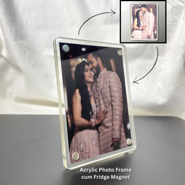 Personalized Acrylic Magnetic Photo Frame with Removable Stand - Fridge Magnet Photo Frame